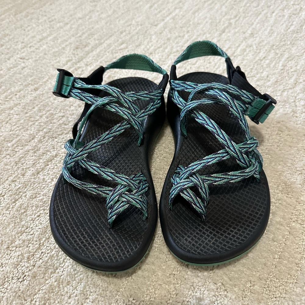Chaco Z/Cloud X Sandals Women Size 6 J180217 Adjustable Double Straps Blue/Green